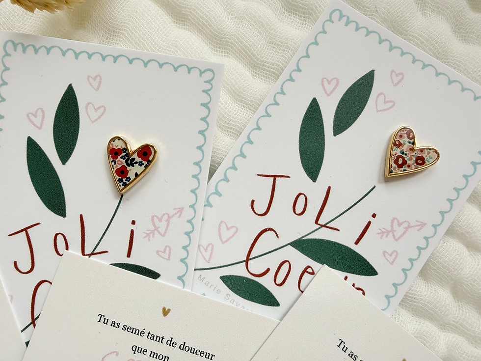 Miniature : Lot pochon collector Pin's COEUR FLEURI 5 coloris