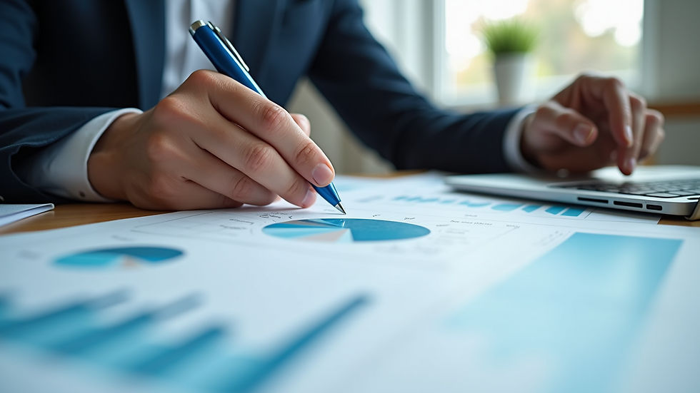 Close-up view of a digital marketing strategy session with charts and graphs