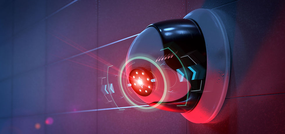 Security camera targeting detected intrusion 3d rendering