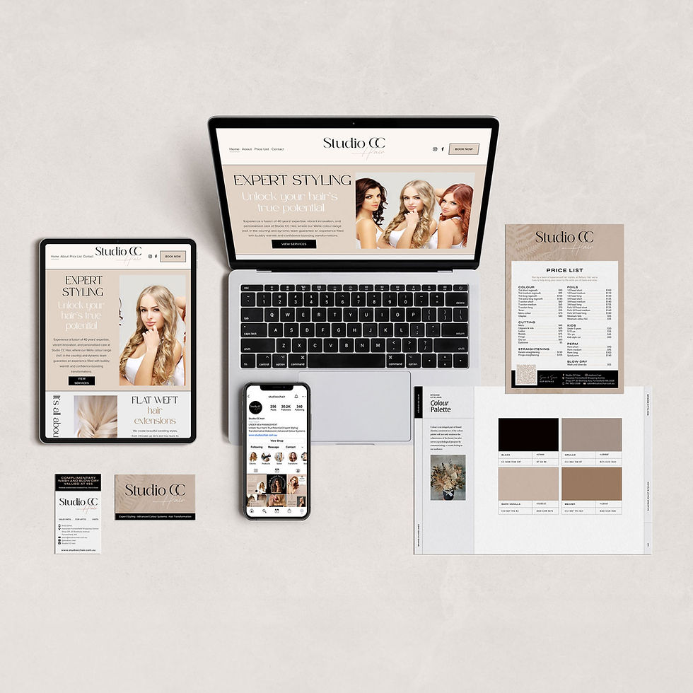 Hair salon branding, website social media
