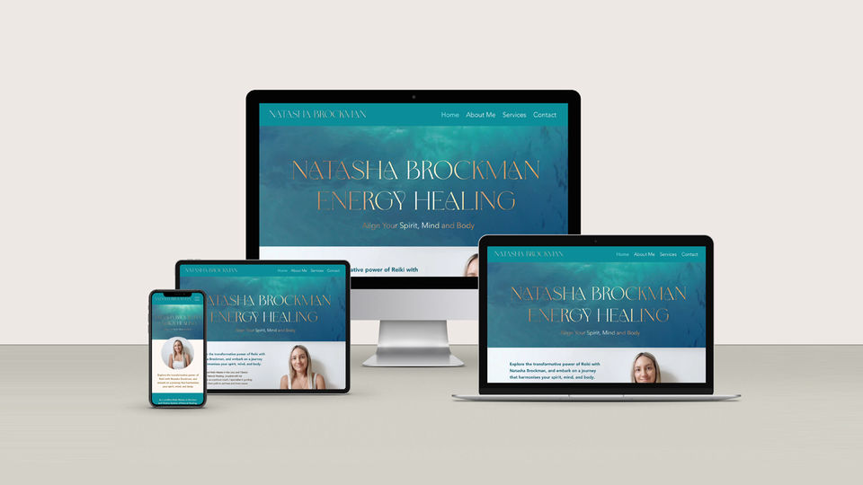 Natasha Brockman Energy Healing website displayed across multiple devices showing the homepage and service messaging