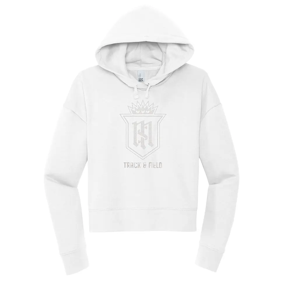 Thumbnail: Servite Track and Field Shield Cross Luxury Embroidered Cropped Hoodie