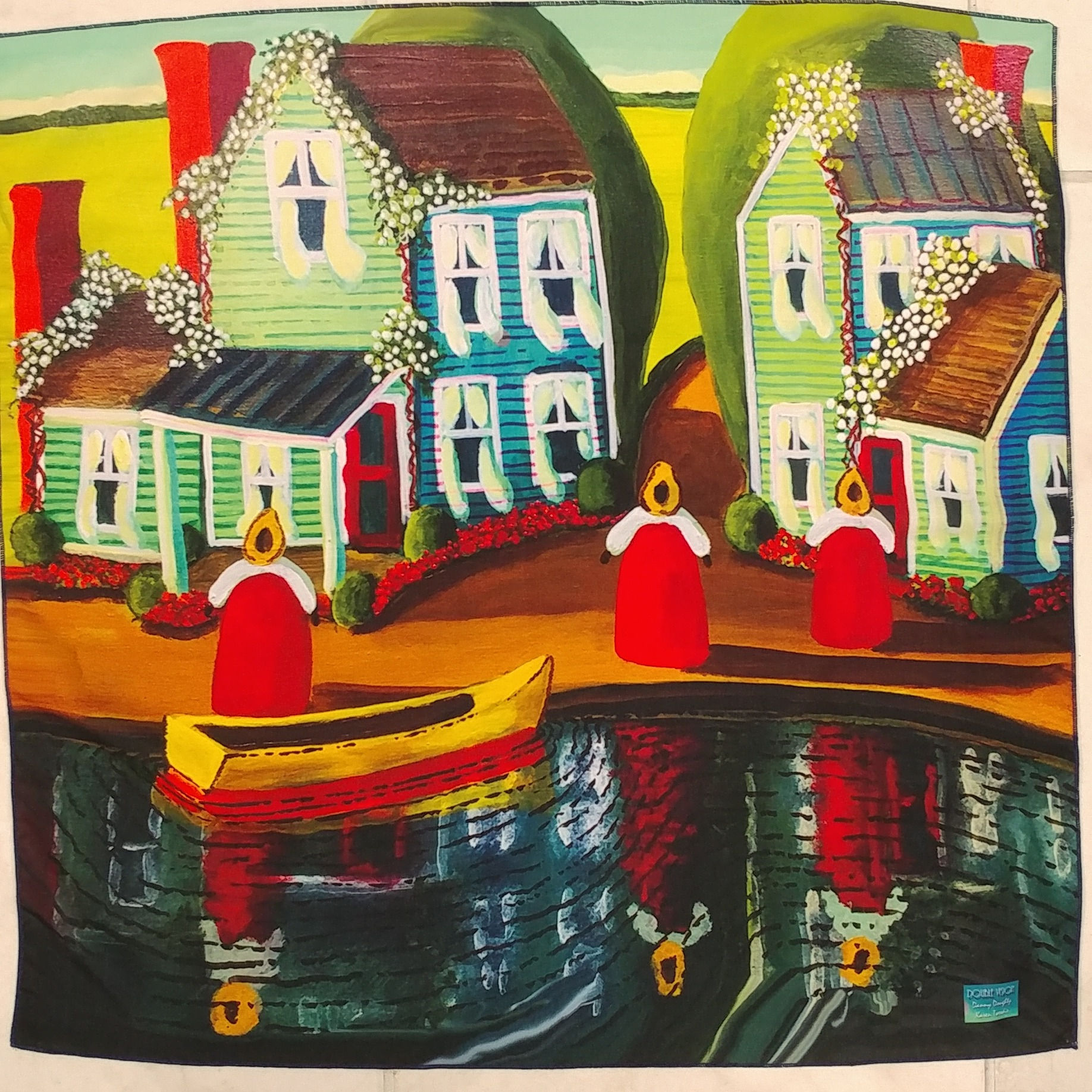 Scarf with Houses and Boats