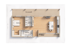 New England (1 Bed) - RENDERED 3D FLOOR PLAN