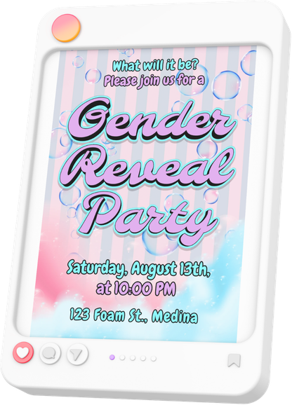 (mockup) instagram post of a pink and blue gender reveal party invitation