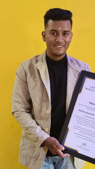 Darshan S Raj, a 22-year-old from Bangalore, Karnataka, has been inducted into the World Book of Records. Congratulating him on his remarkable achievement!