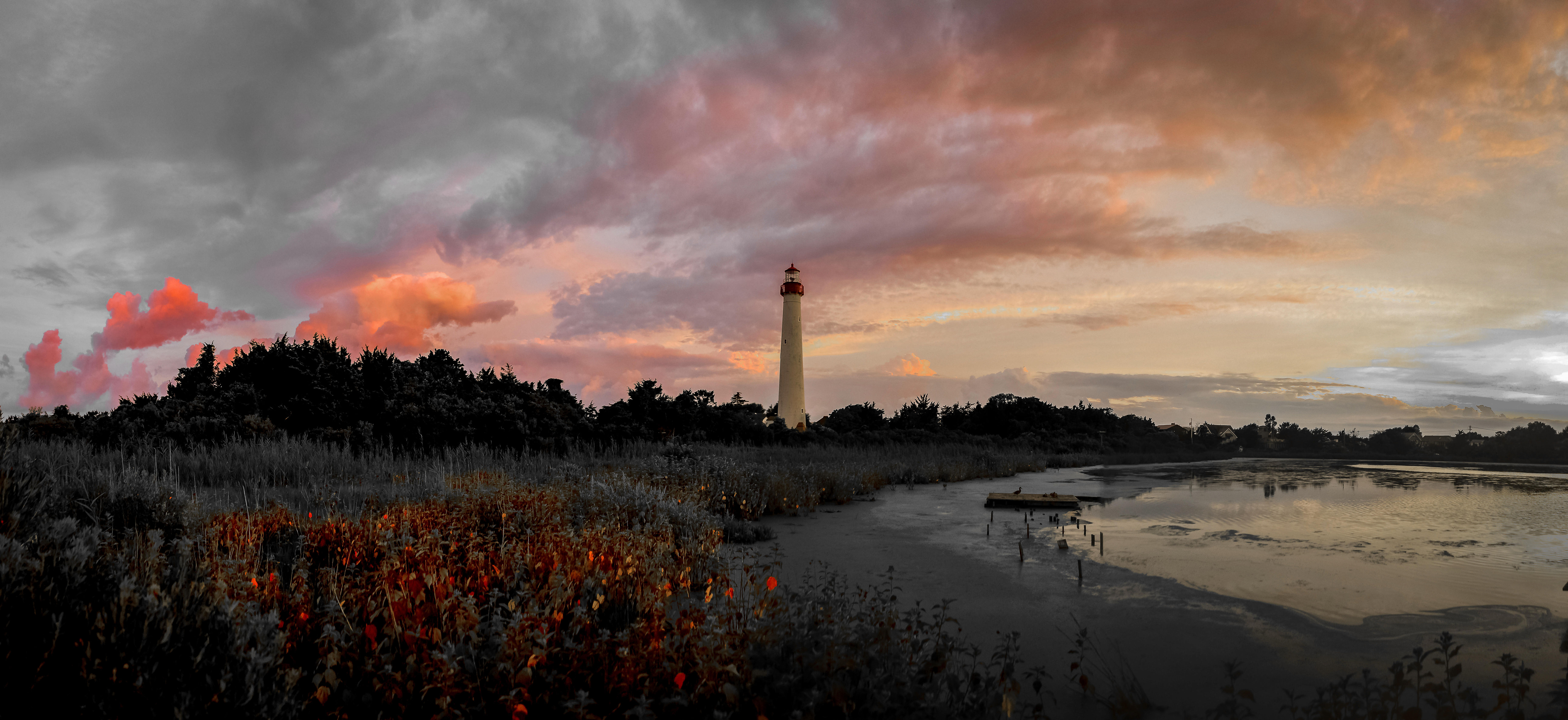 Cape May Point Costal Marsh at Sunset-Prussian Red
