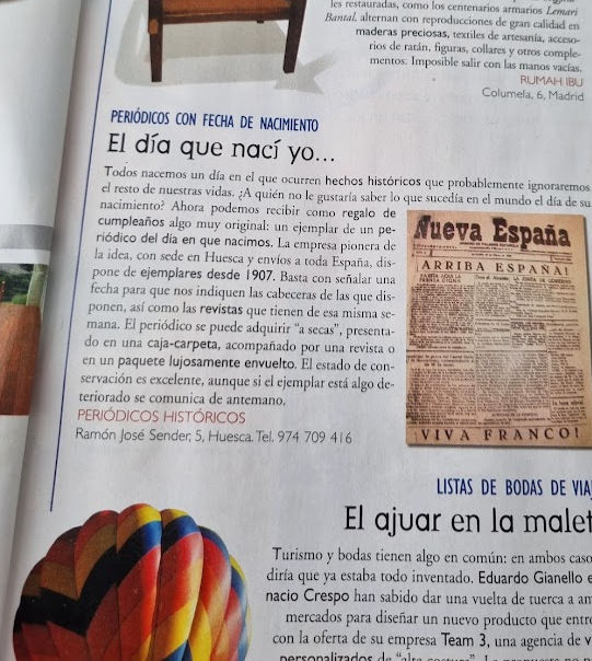 Revista Vip de Iberia donde aparece la tienda de periódicos históricos