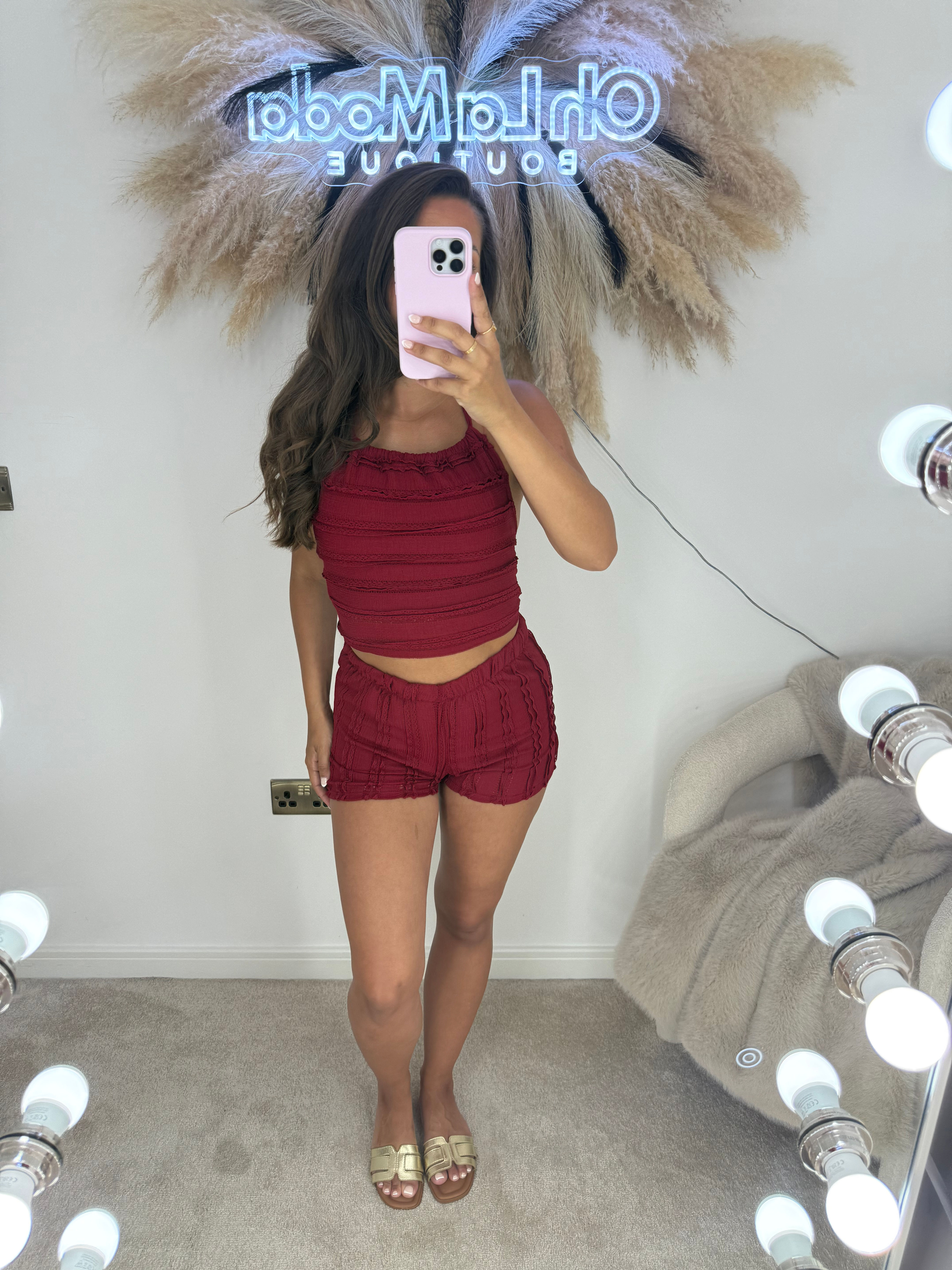 RED CHEESECLOTH RUFFLE CO-ORD