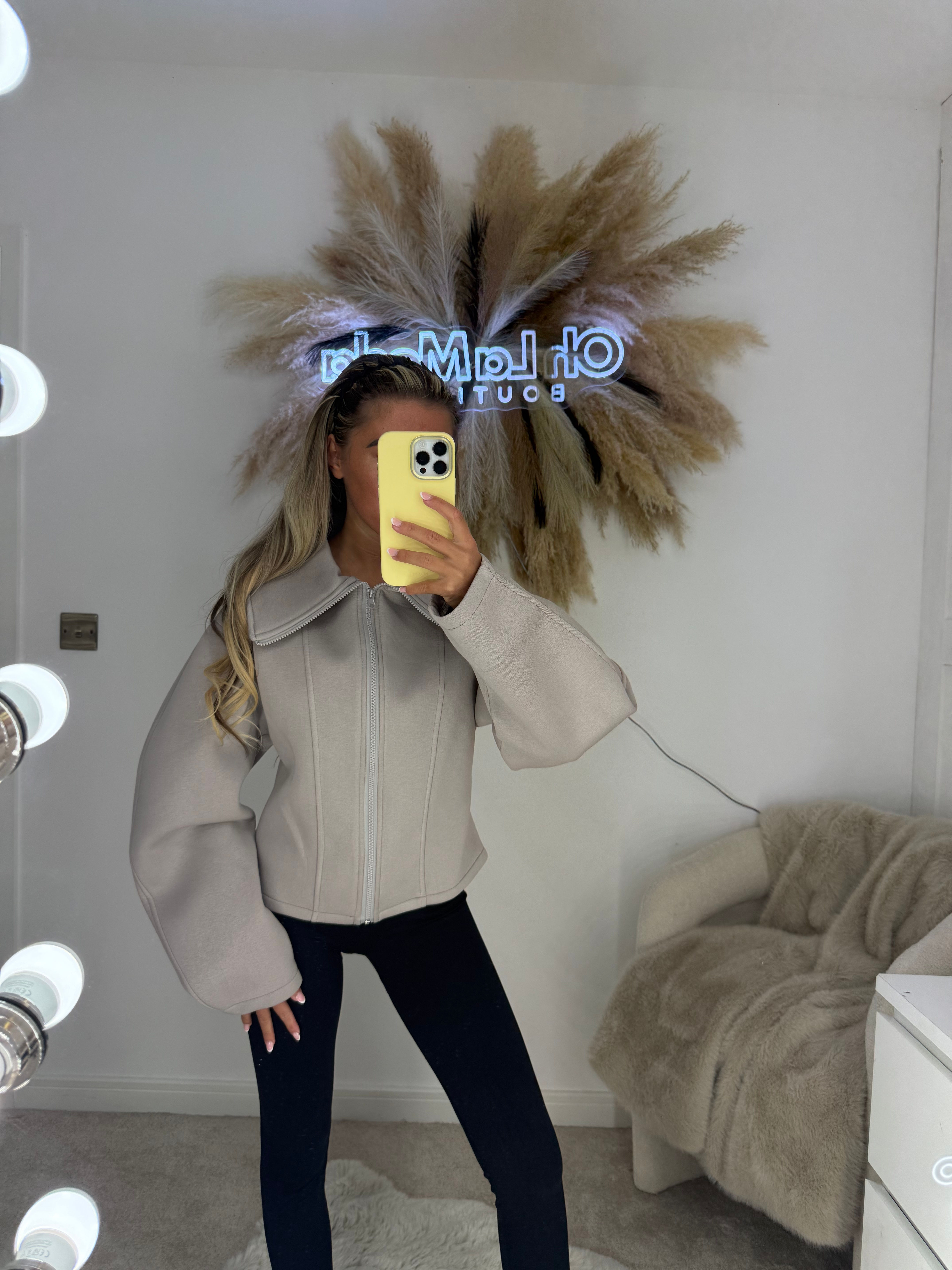 MOCHA SCUBA ZIP UP JACKET