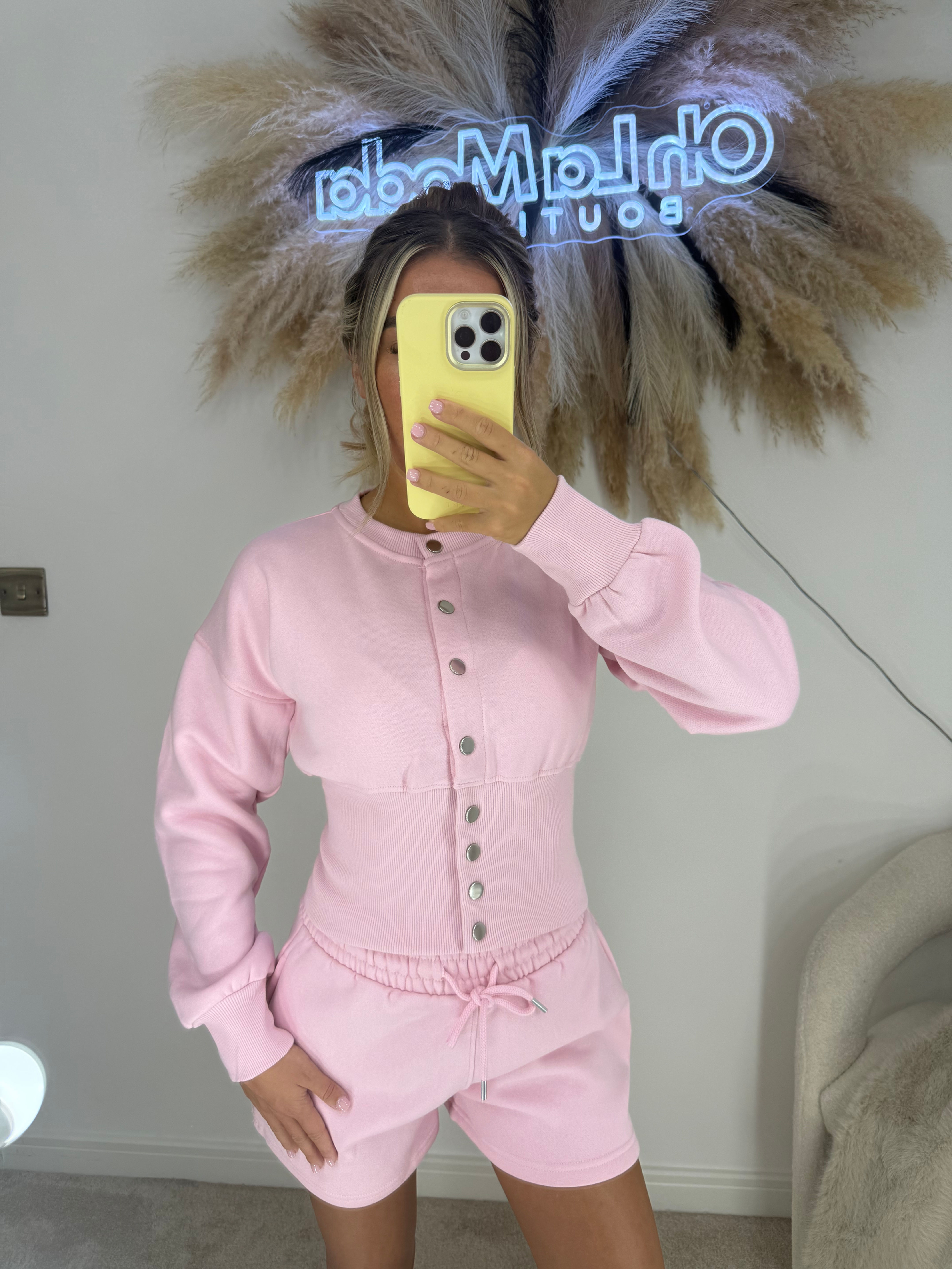 PINK BUTTON SHORTS CO-ORD