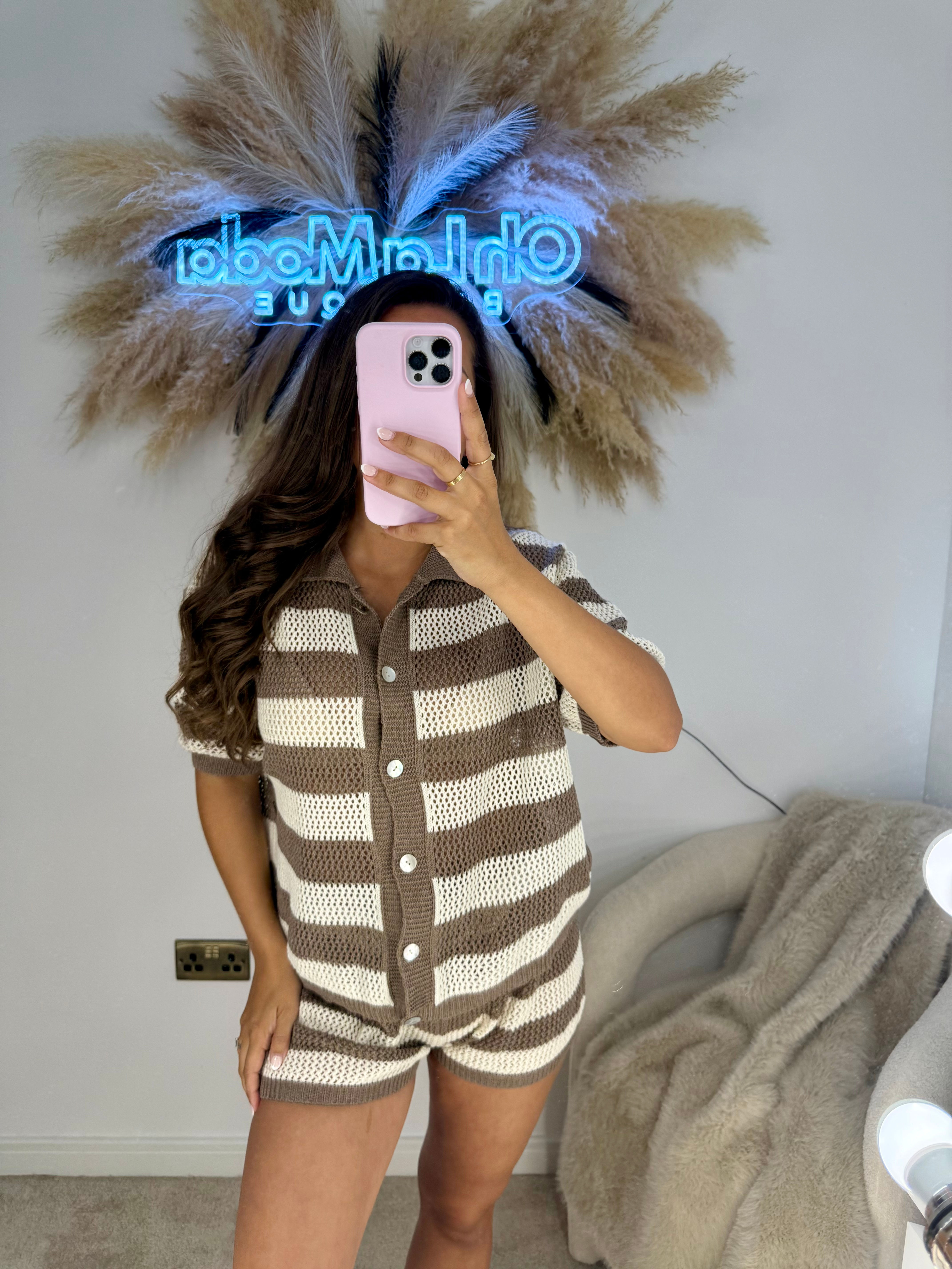MOCHA STRIPE CROCHET CO-ORD