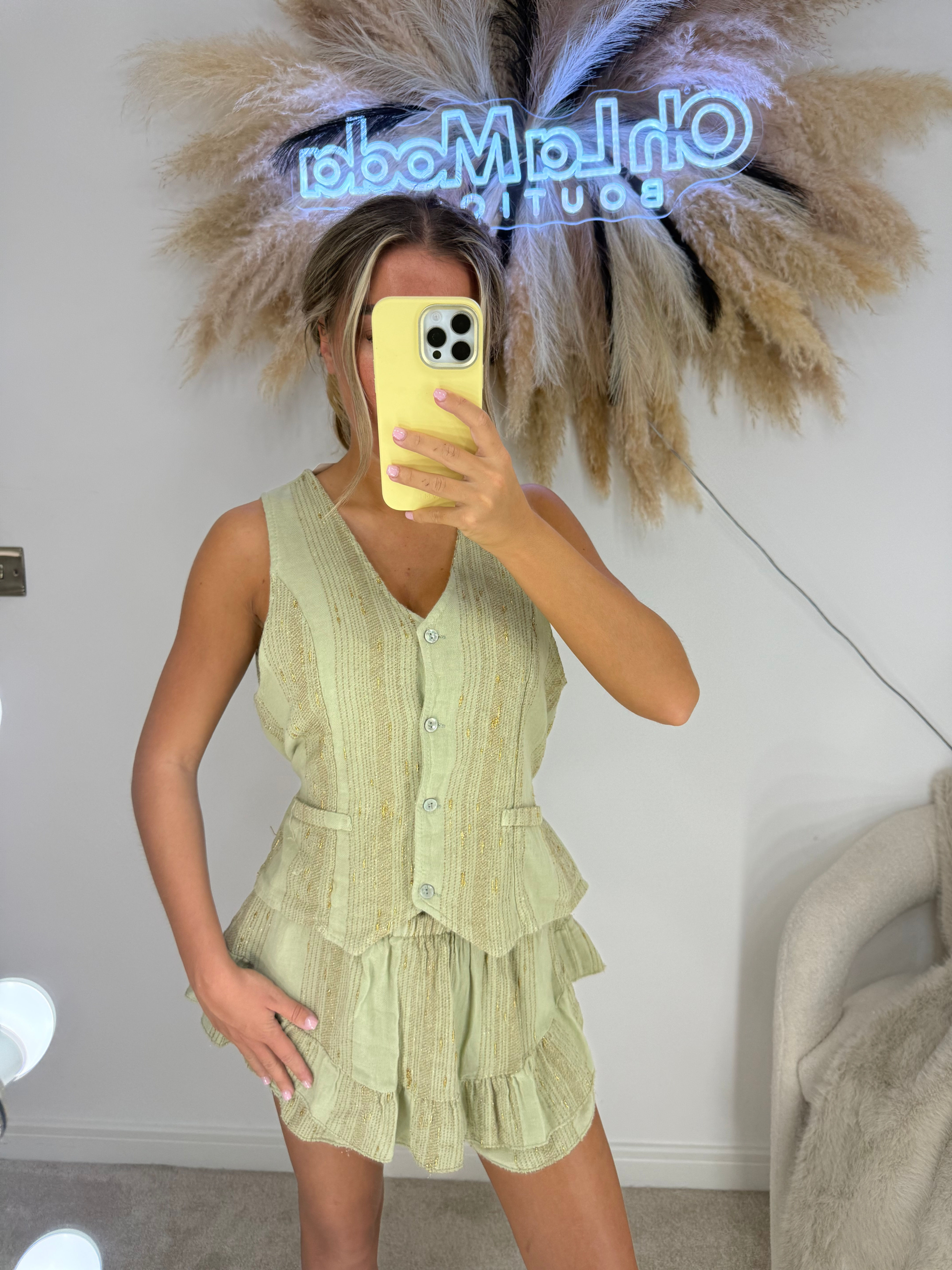 LUNA OLIVE WAISTCOAT CO-ORD