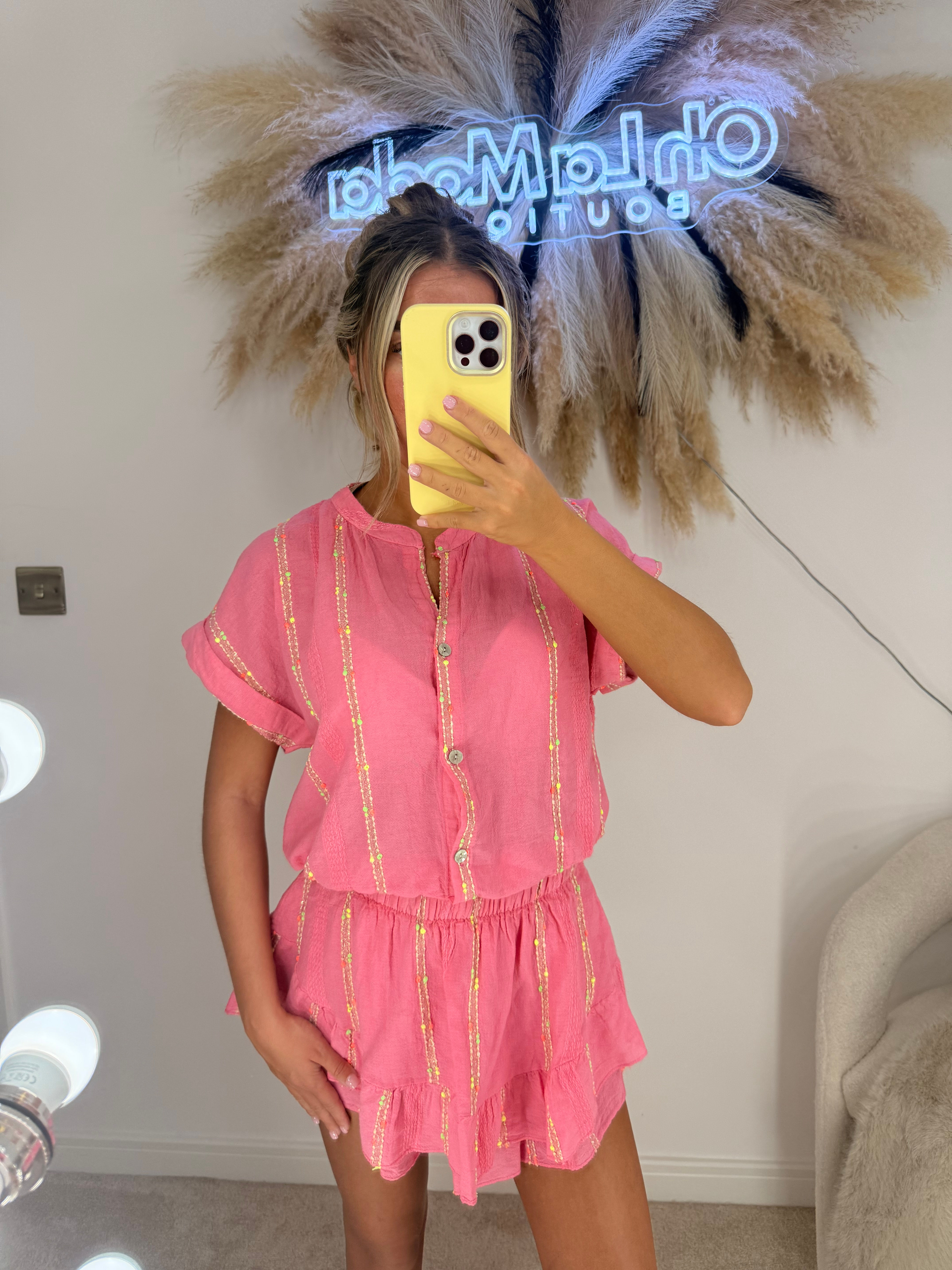 PINK BOHO SHORTS CO-ORD