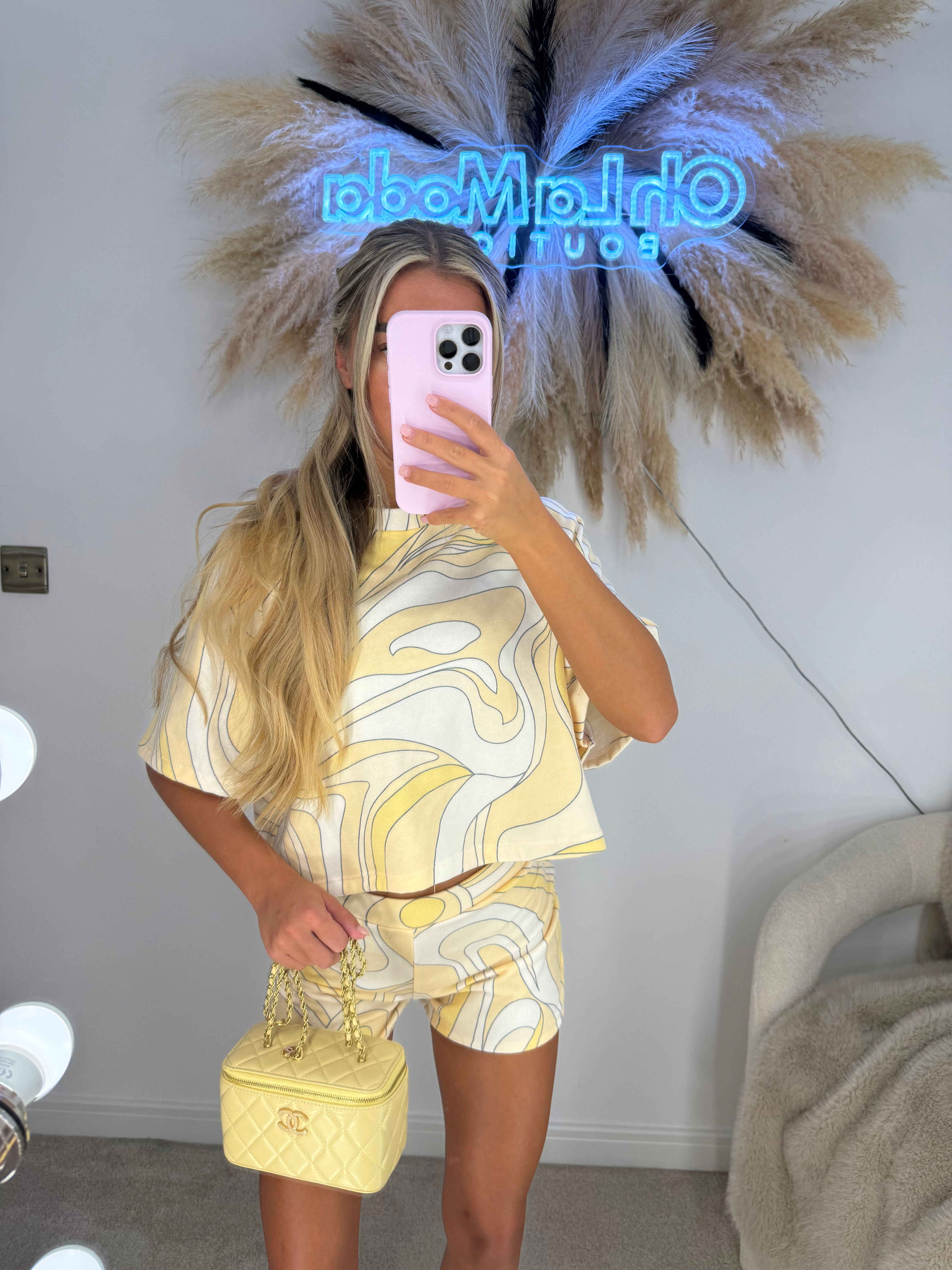 YELLOW TOWELLING SWIRL CO-ORD
