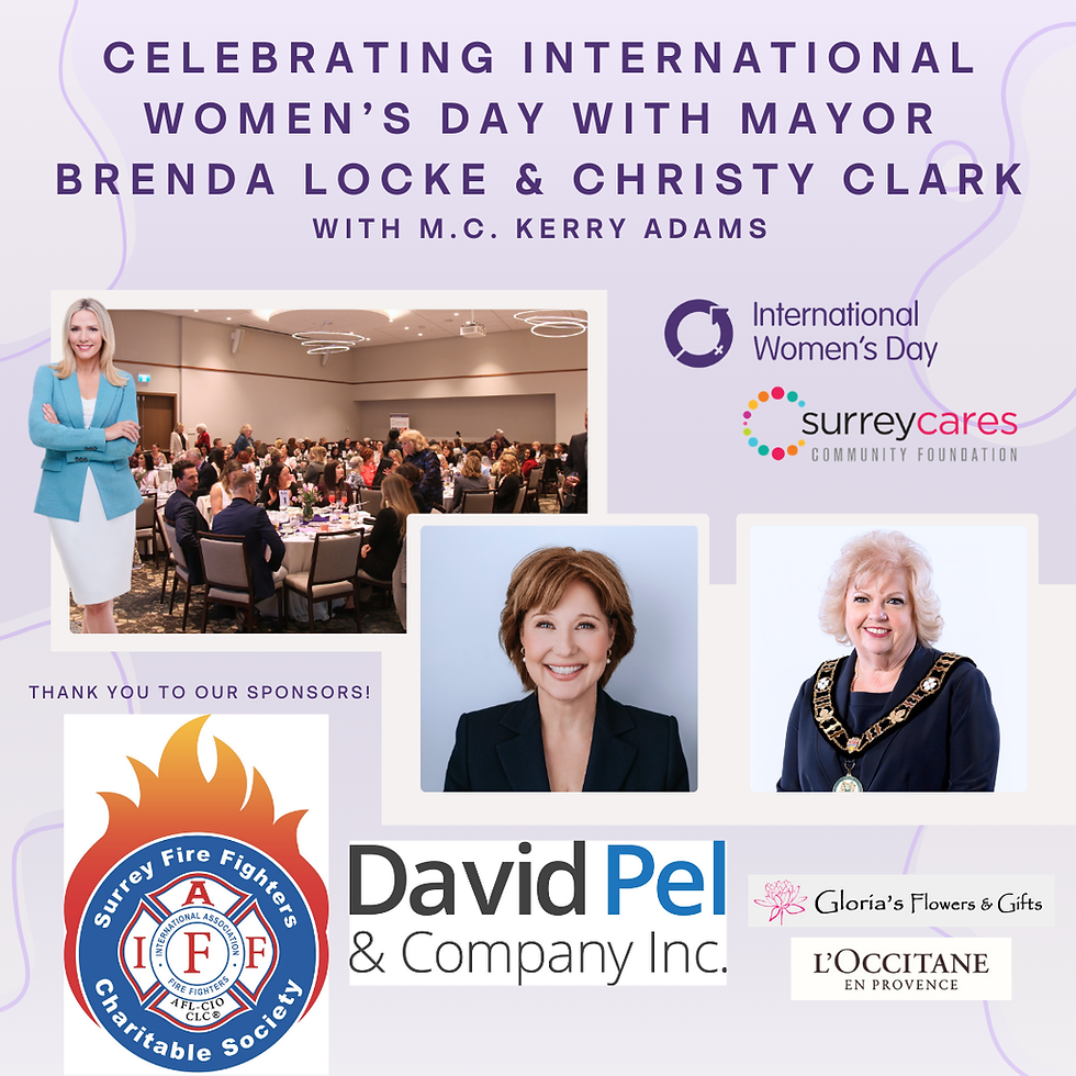 Christy Clark joins SurreyCares Second Annual International Women's Day High Tea Fundraiser with Mayor Locke
