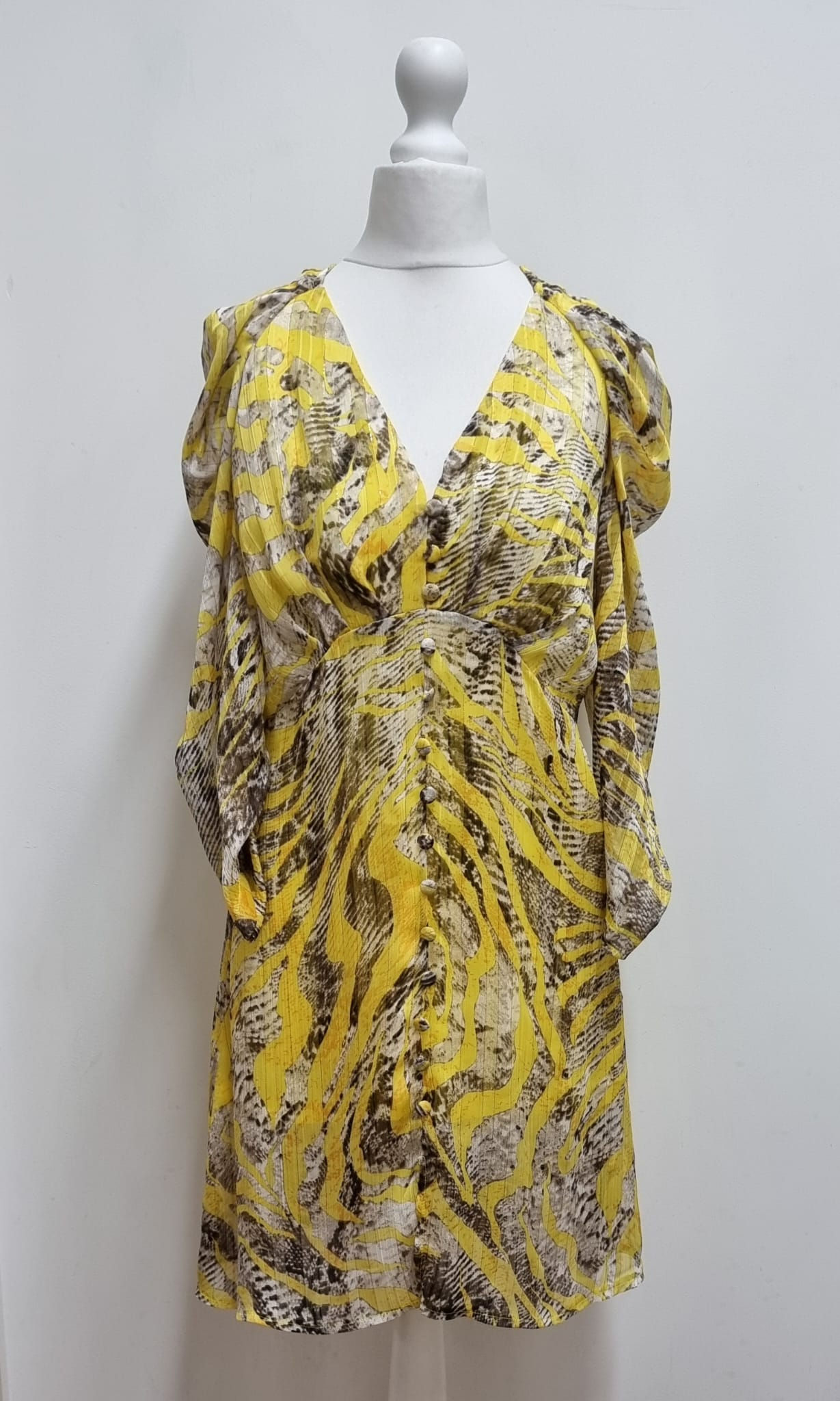 Liquorish Yellow Mix Long Sleeve Dress. Uk 8
