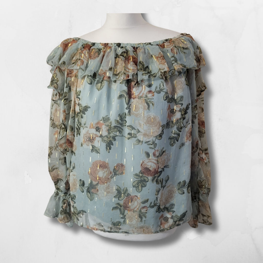 River Island Mint Green Bardot Top. Uk 14