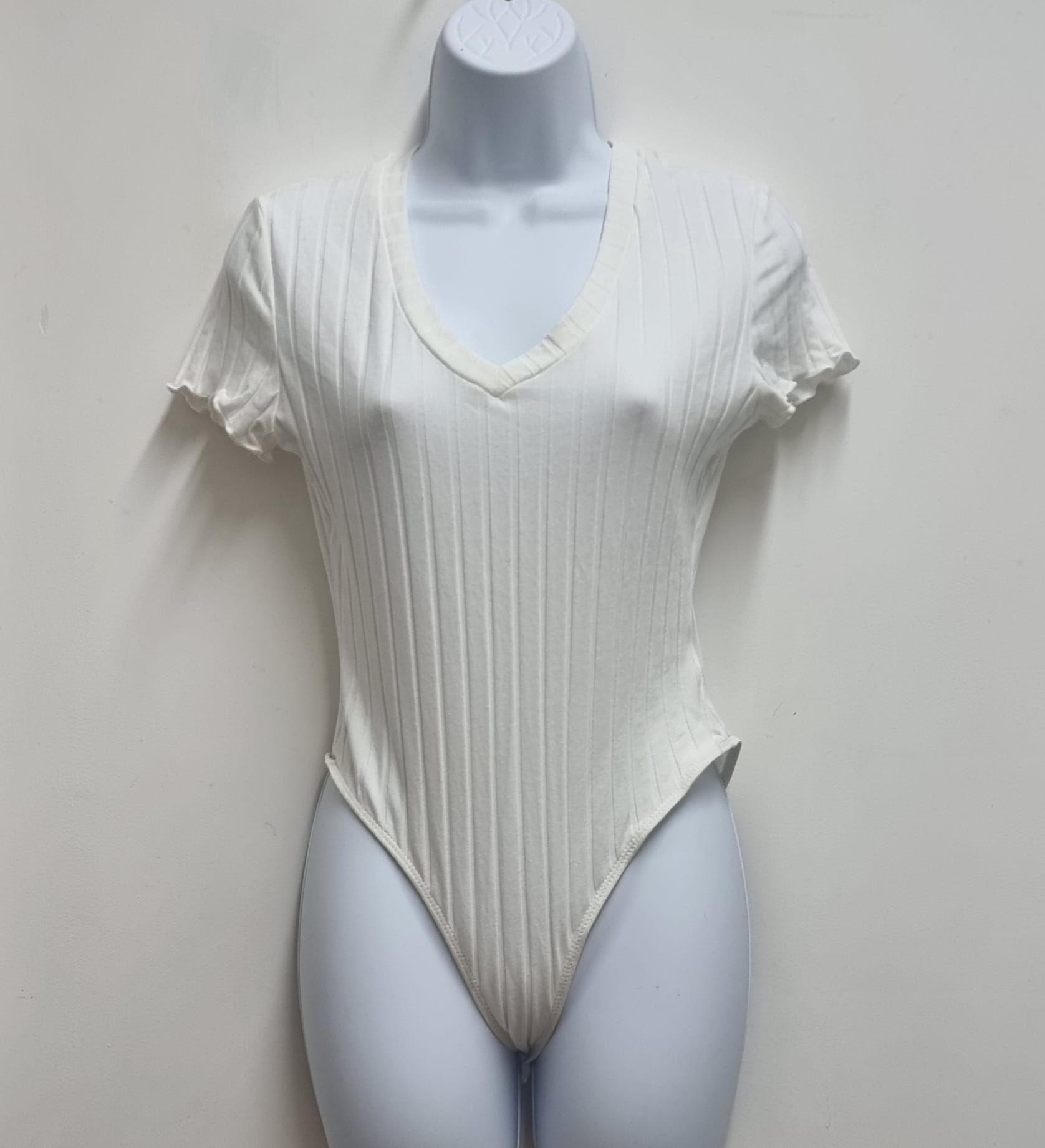 Shein White V-Cut Bodysuit. Uk 10 BNWT 