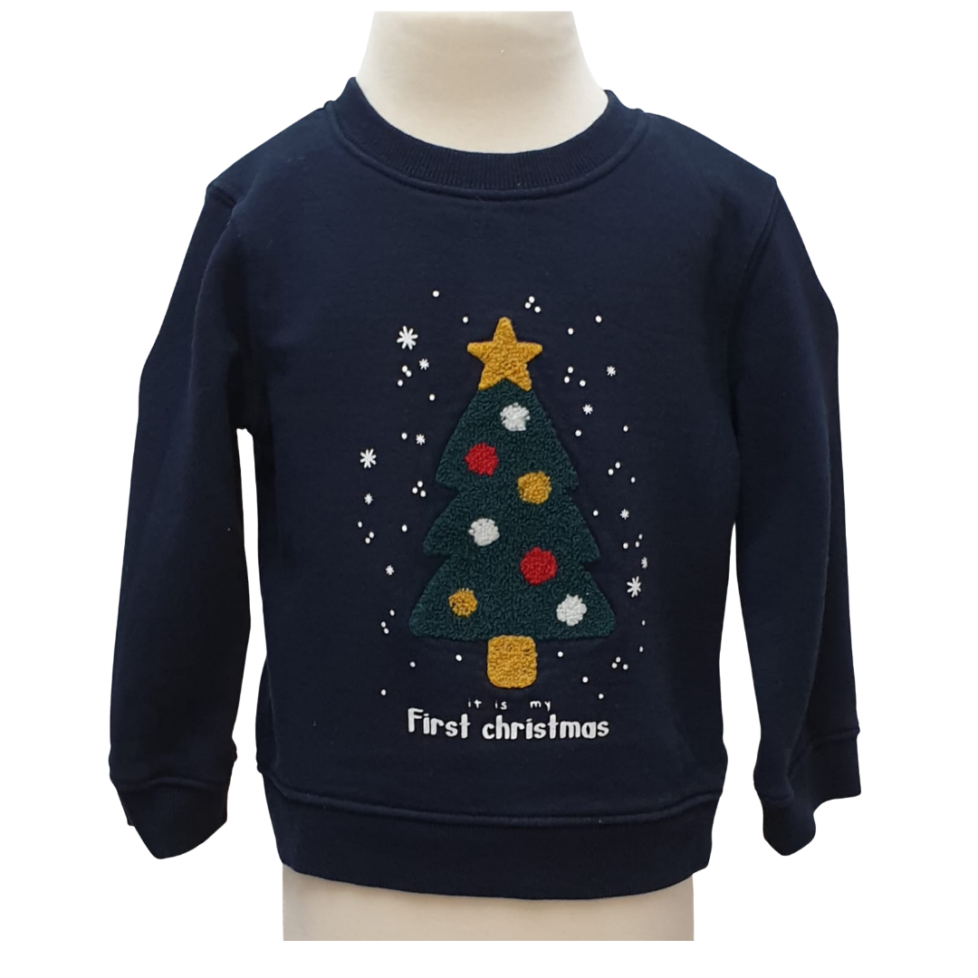 Navy My First Christmas jumper. 18-24 m