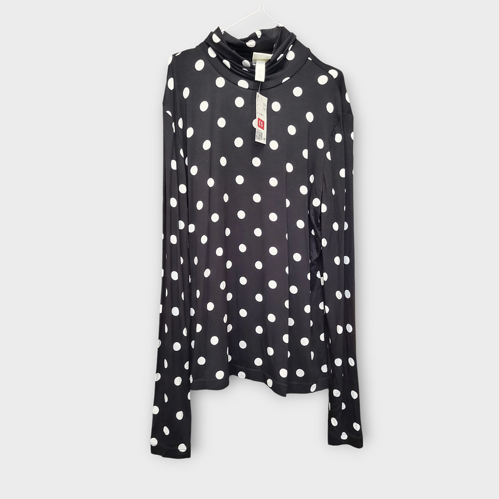 H&M Black Spotty Turtle Neck Top. Uk 10 BNWT