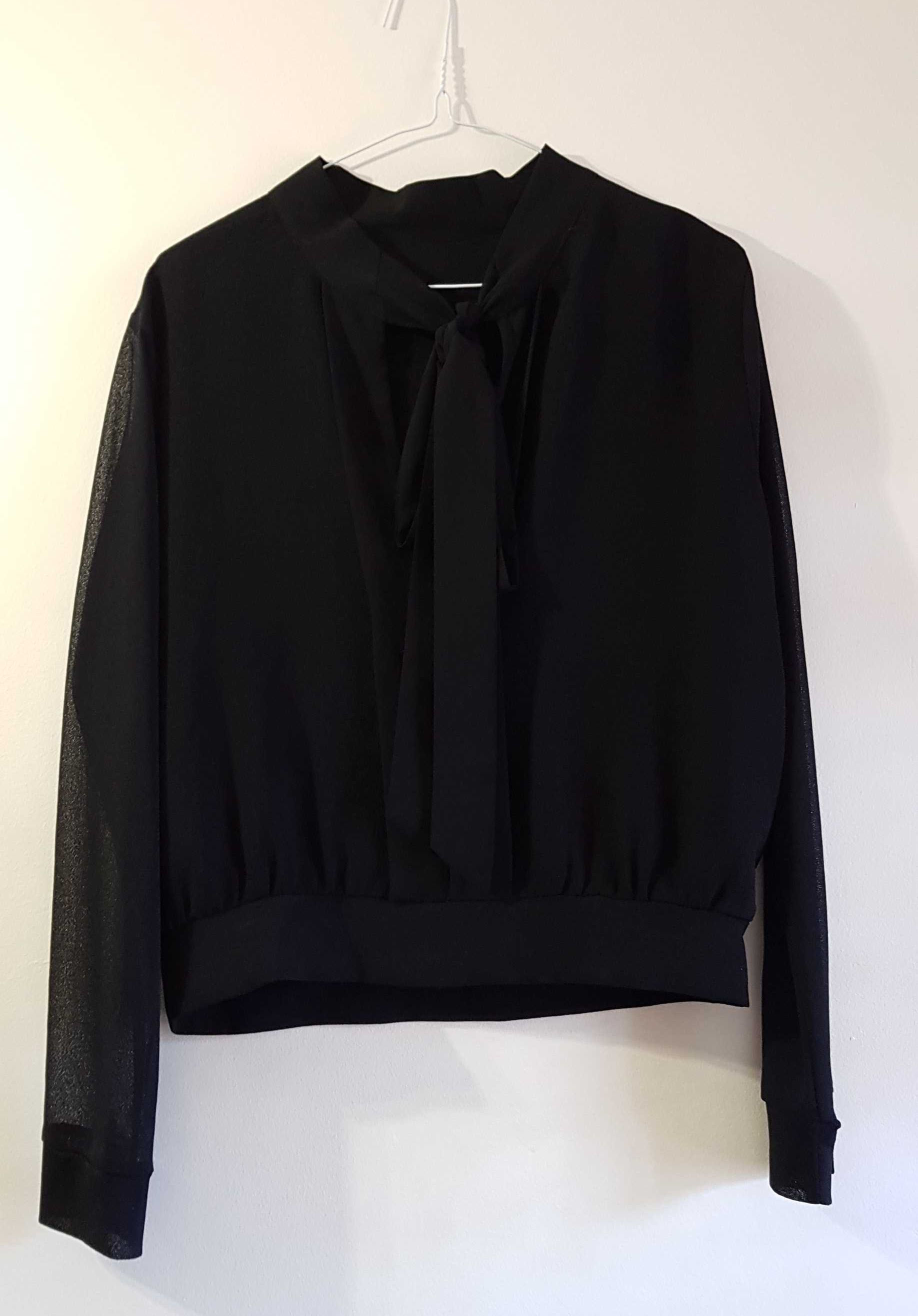 ZARA Black lightweight top with tie neck. Uk 6