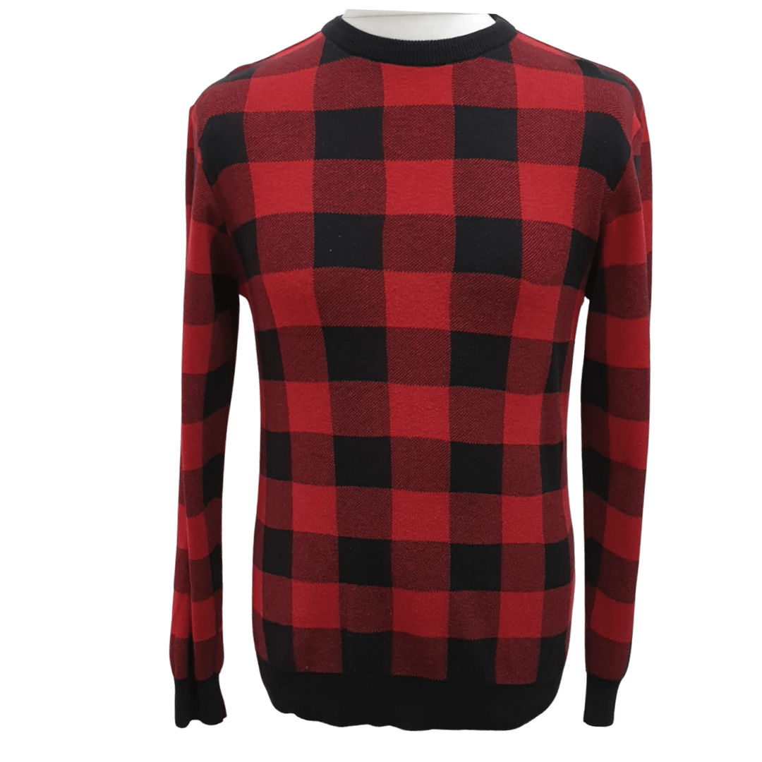 Primark red/black check sweater. Size XS