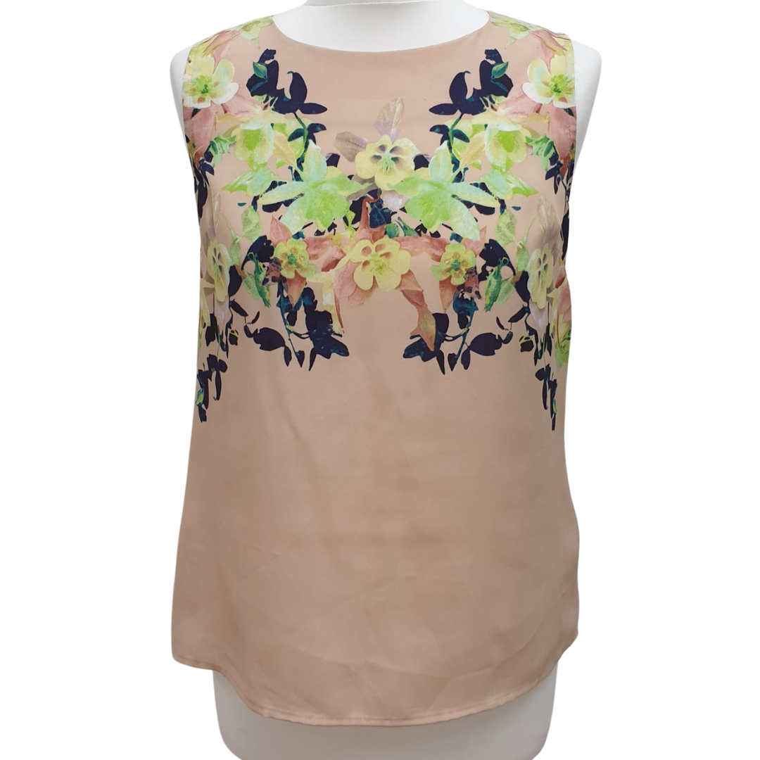 Oasis nude floral sleeveless top. Uk10