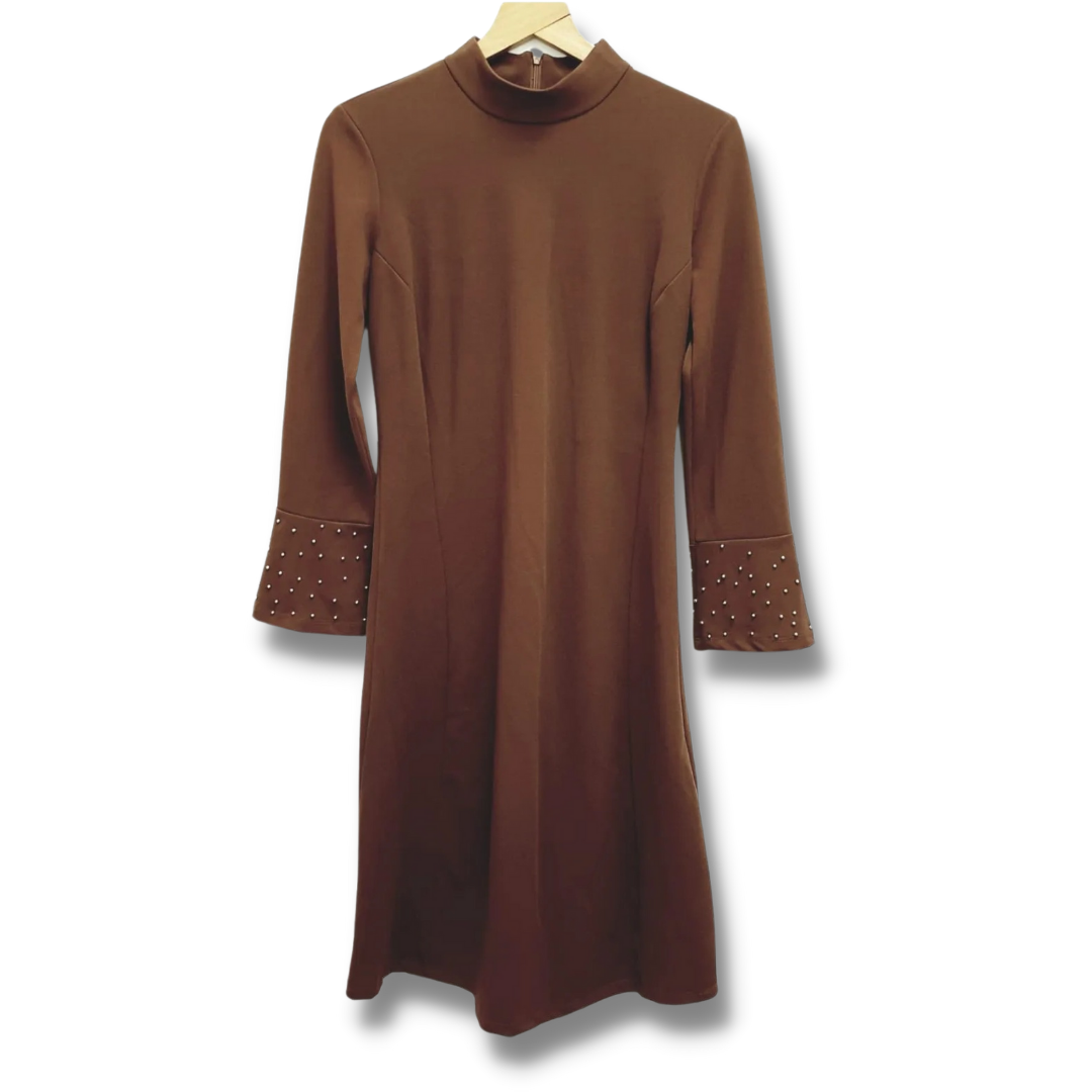 Actuel brown dress with beaded cuffs. Uk 10