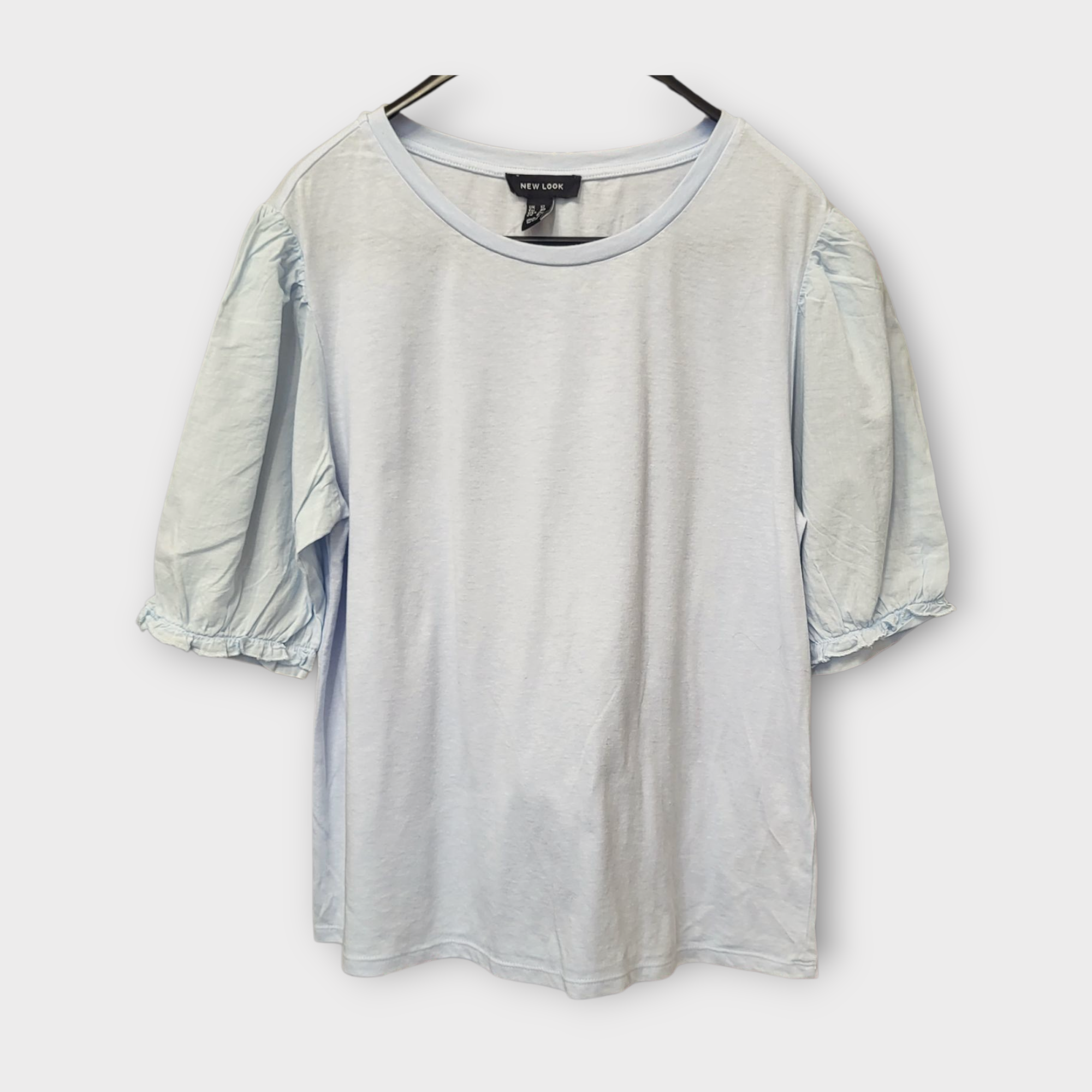 New Look Light Blue Puff Sleeve T-Shirt. Women's Uk 12