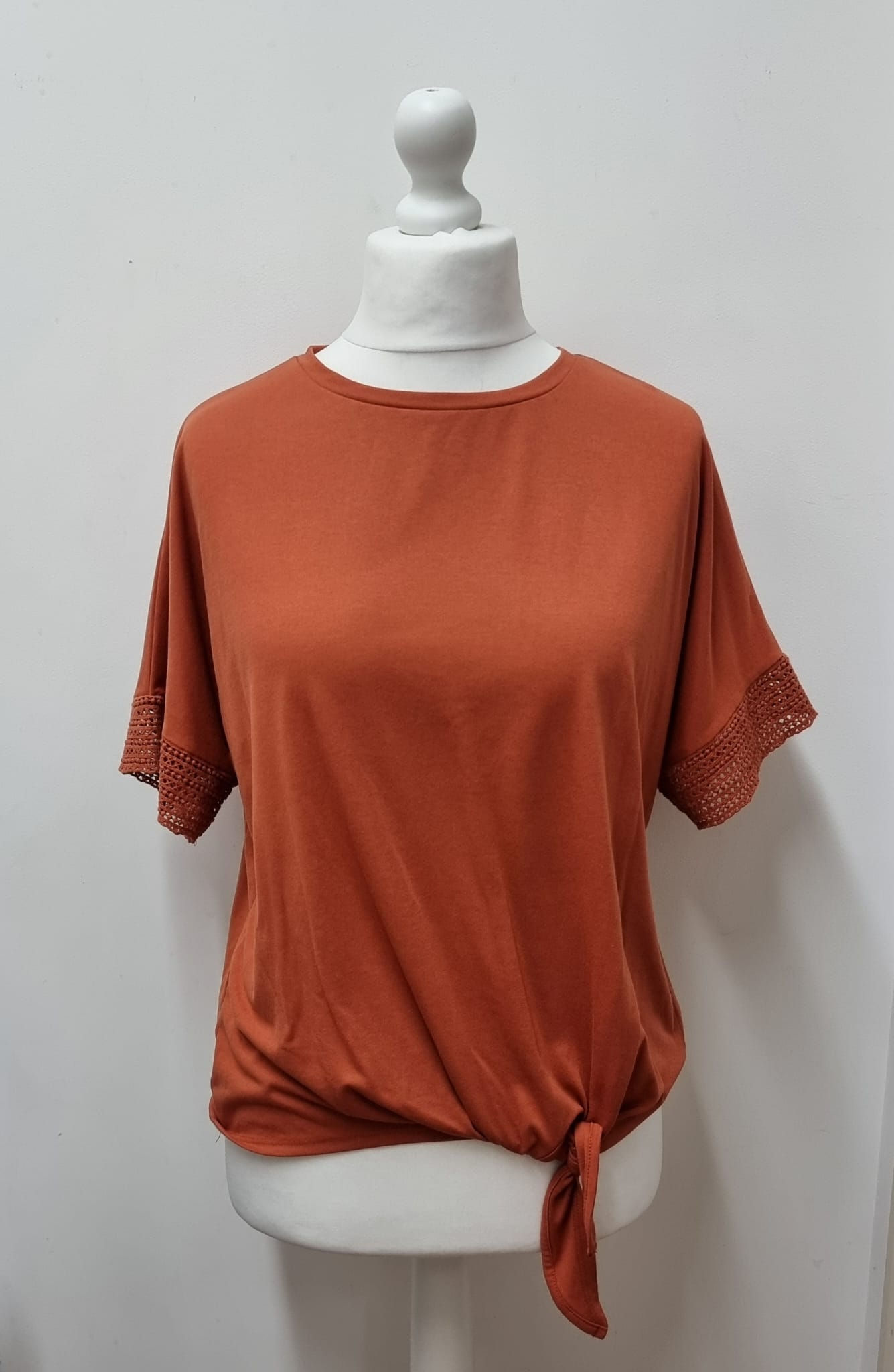 F&F Brick Orange Knot Front T-Shirt. Women's UK size 14 