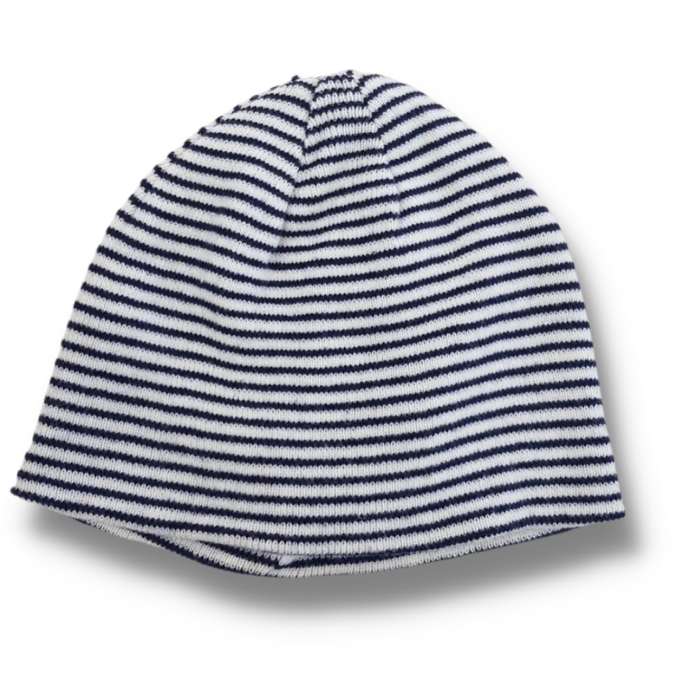 Next baby navy and white striped hat size 0-3 months