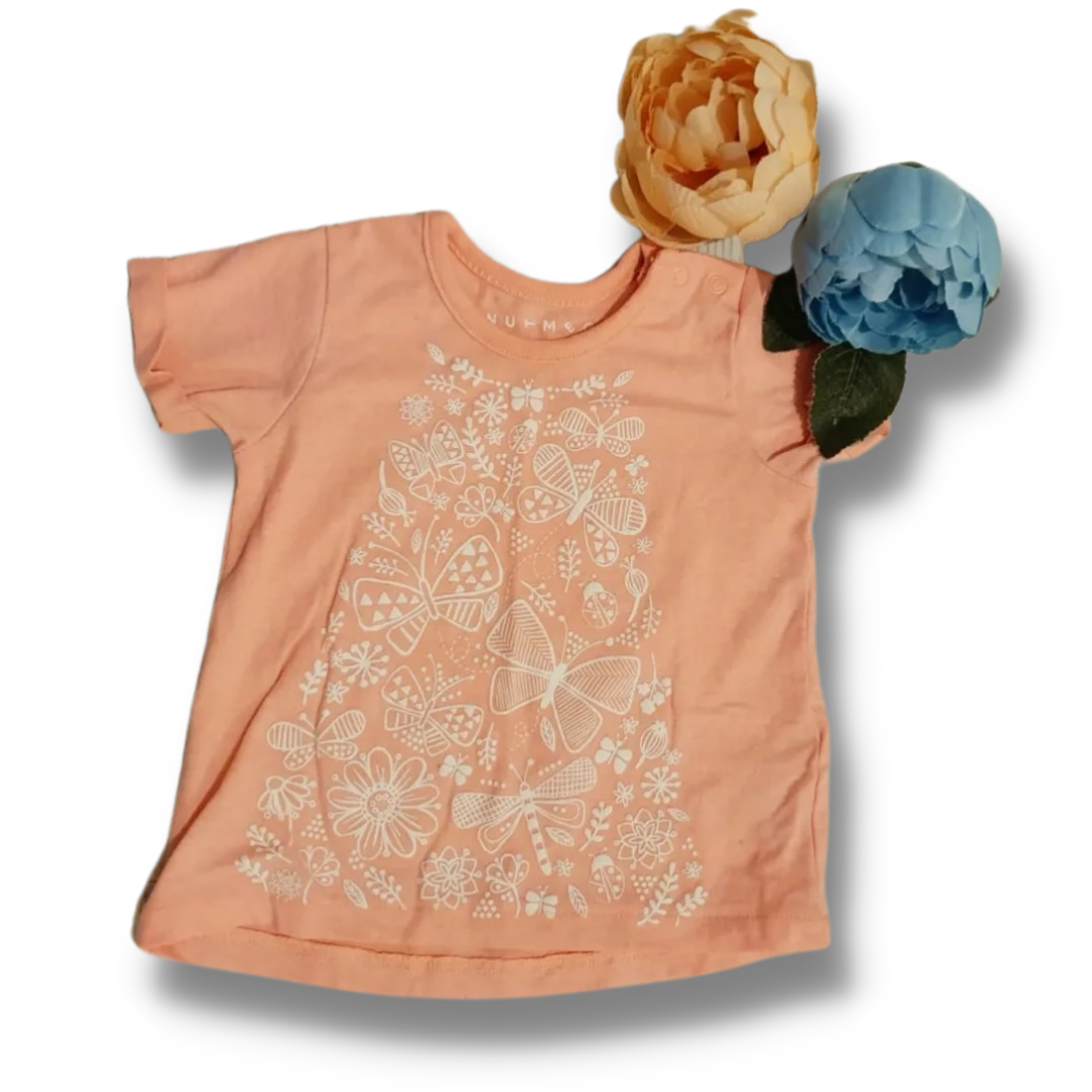 Nutmeg peach t-shirt. 6-9m