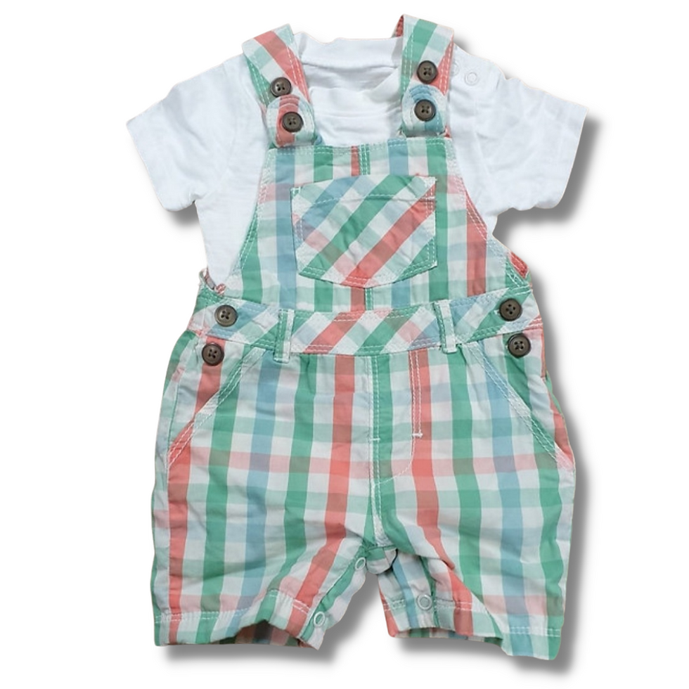 George check dungaree shorts and white t-shirt set. 0-3m