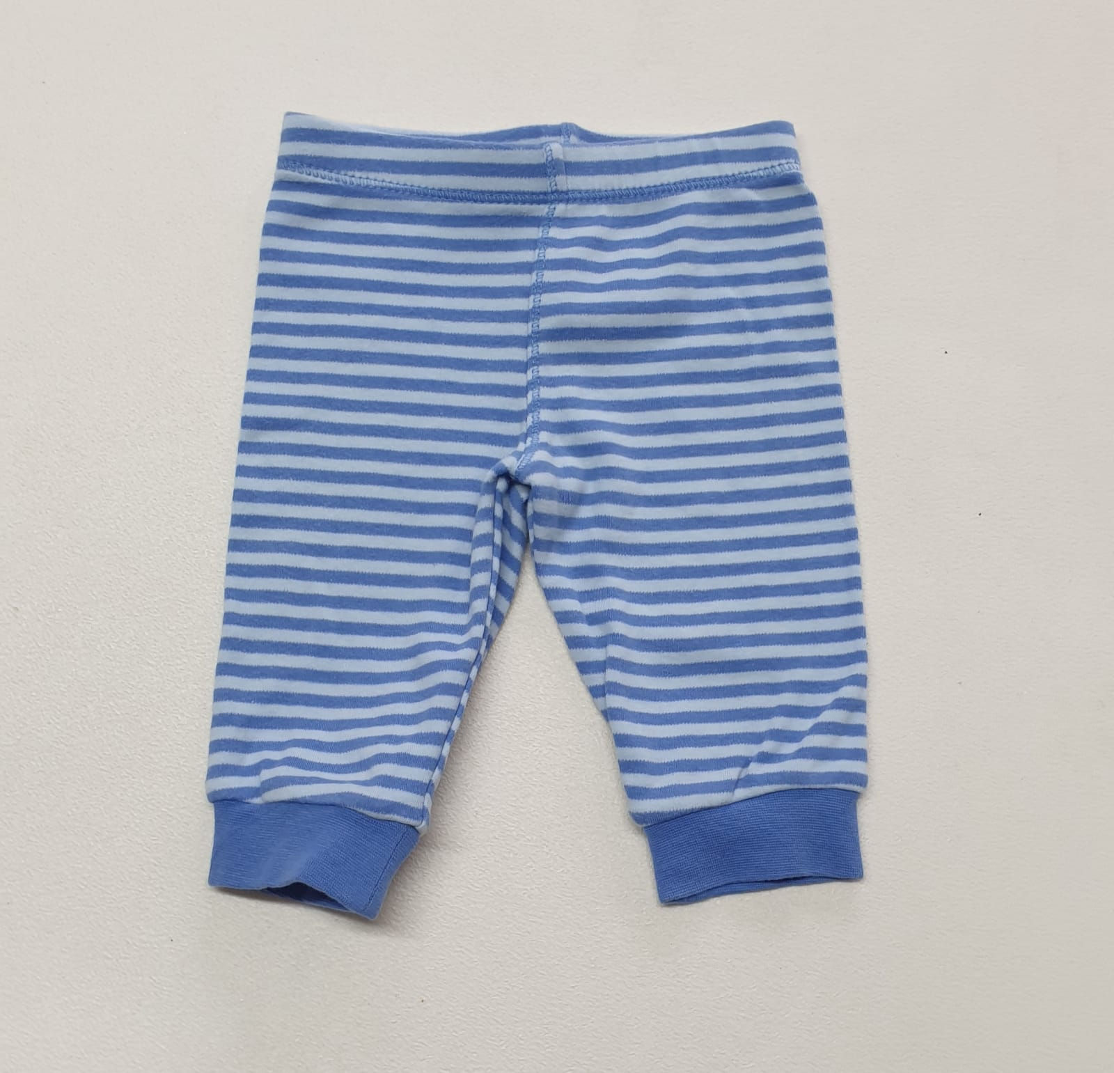 F&F blue stripe soft trousers. 0-3m