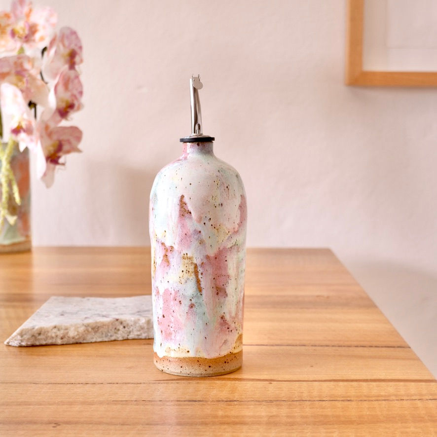 Thumbnail: Pink Flora Olive Oil Dispenser - Large