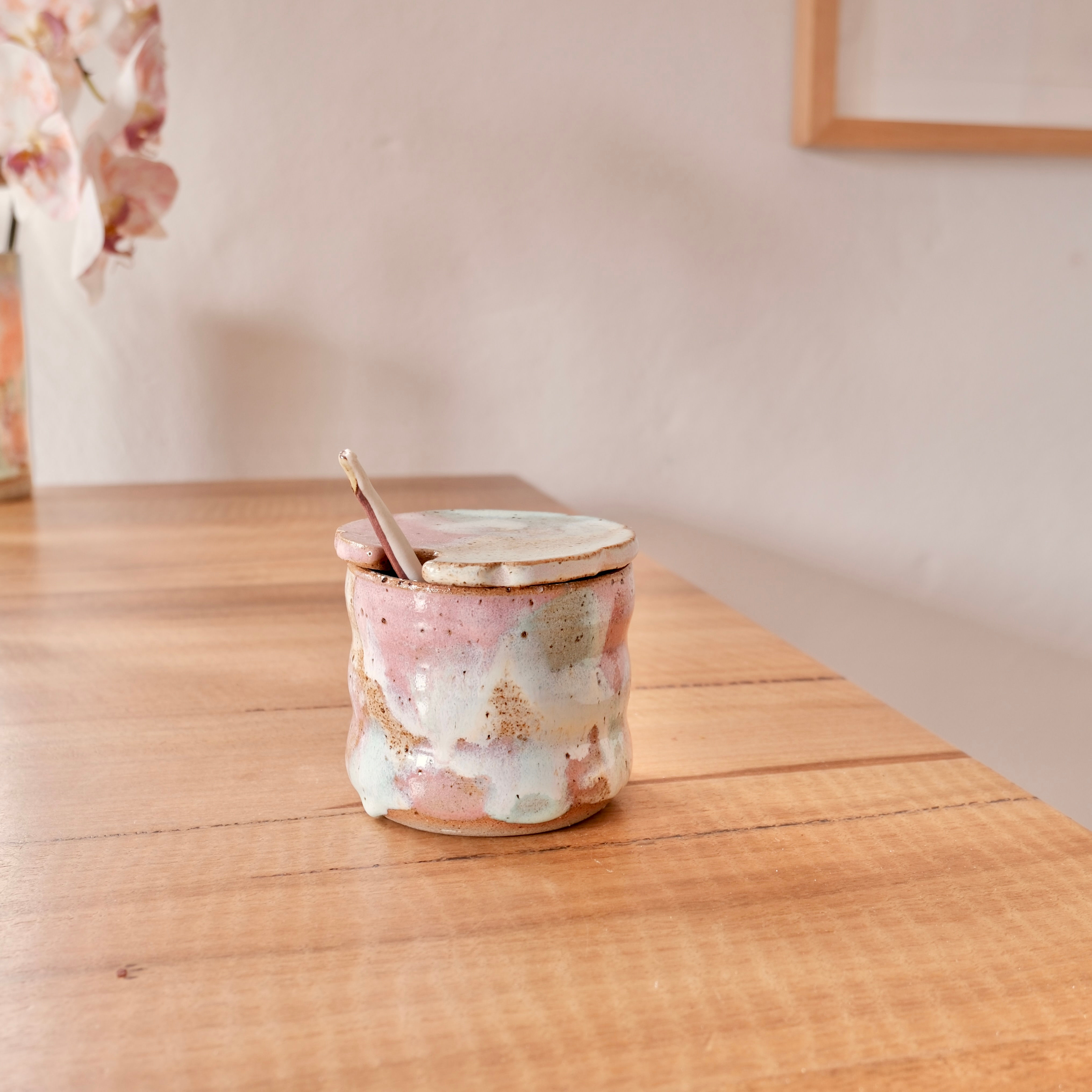 Pink Flora Salt Jar