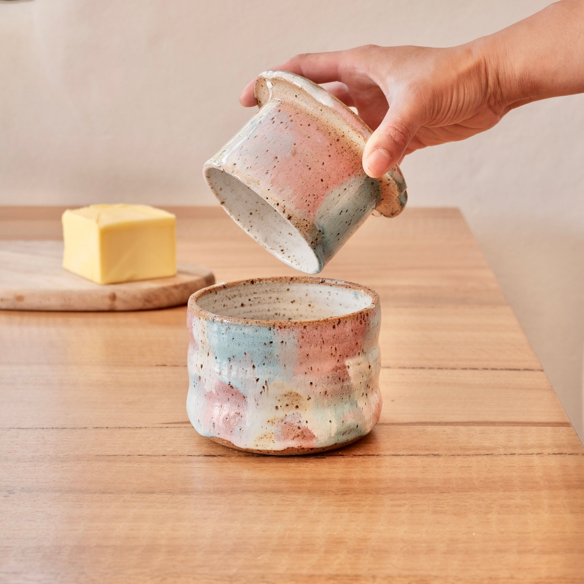 Blue Flora Butter Crock