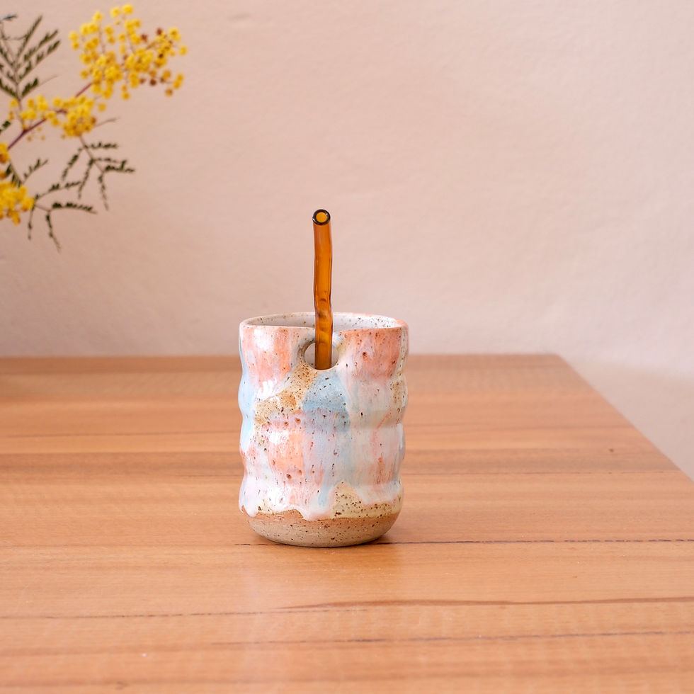Orange Flora Wavy Tumbler - Small
