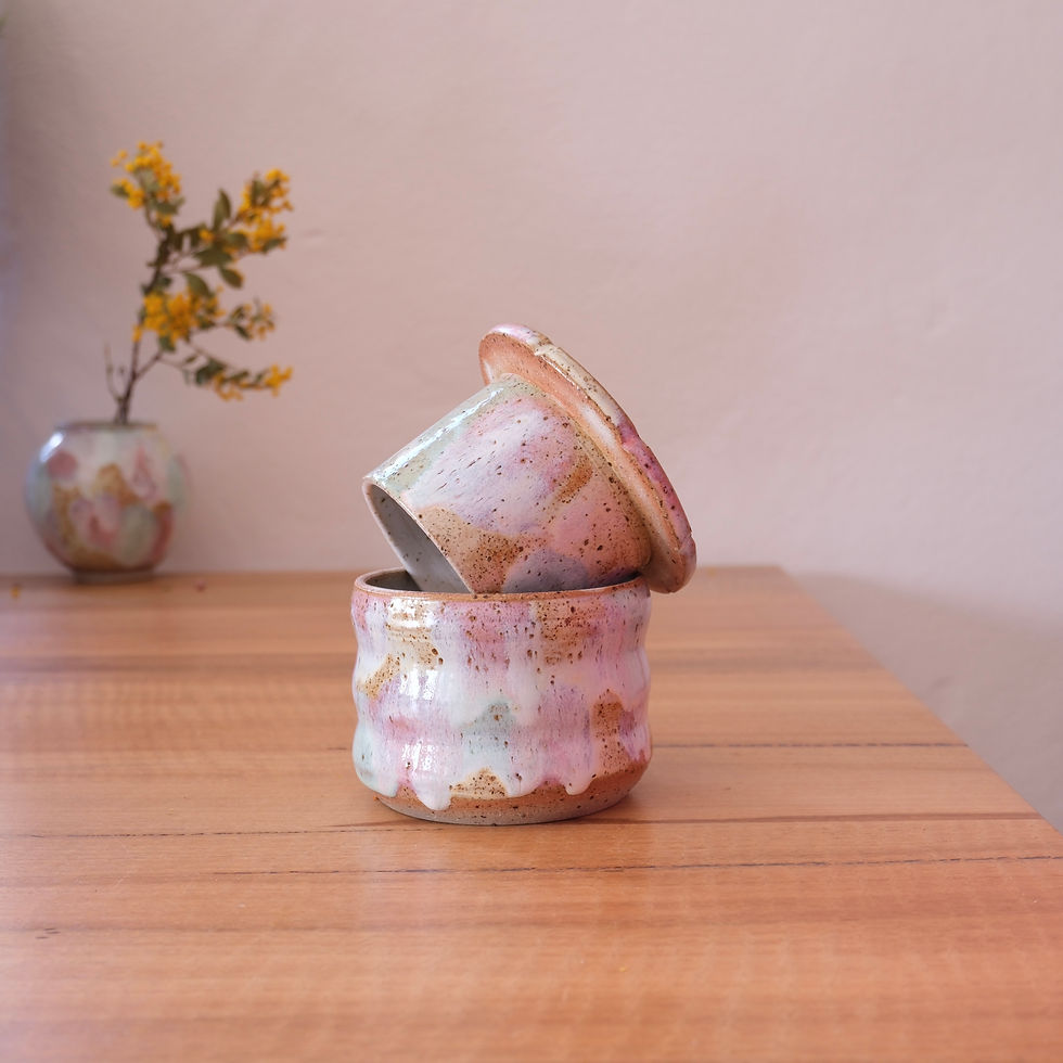 Pink Flora Butter Crock