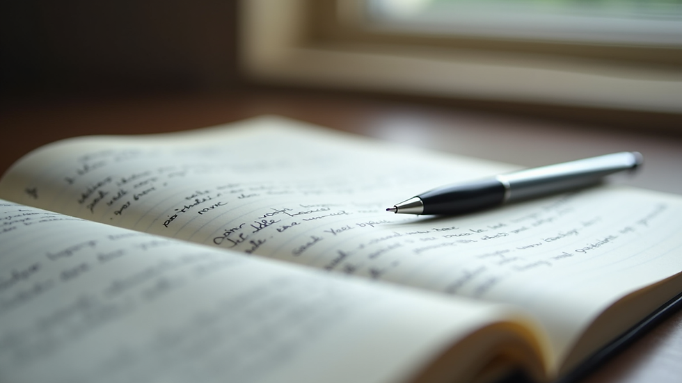 Close-up view of a notebook with handwritten coaching notes and a pen