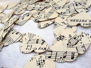 paper hearts with music notes 