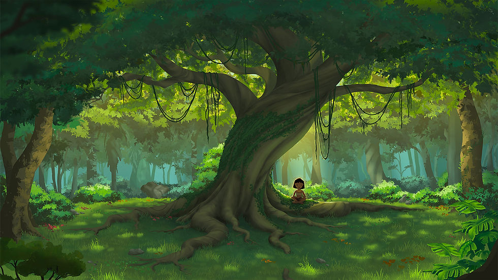 illustration of big tree in a forest