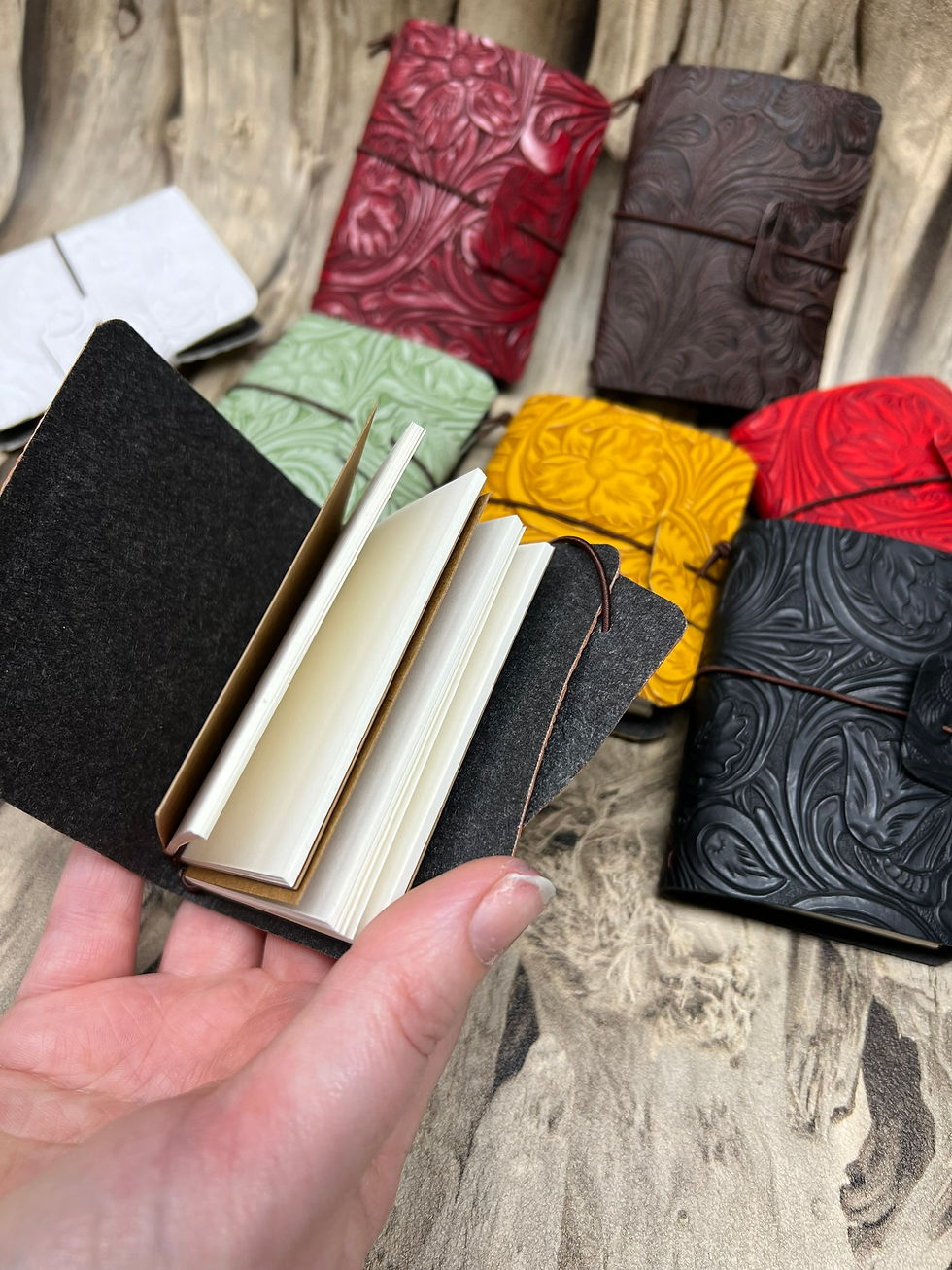 Thumbnail: Leren Mini Notebooks - zwartwit