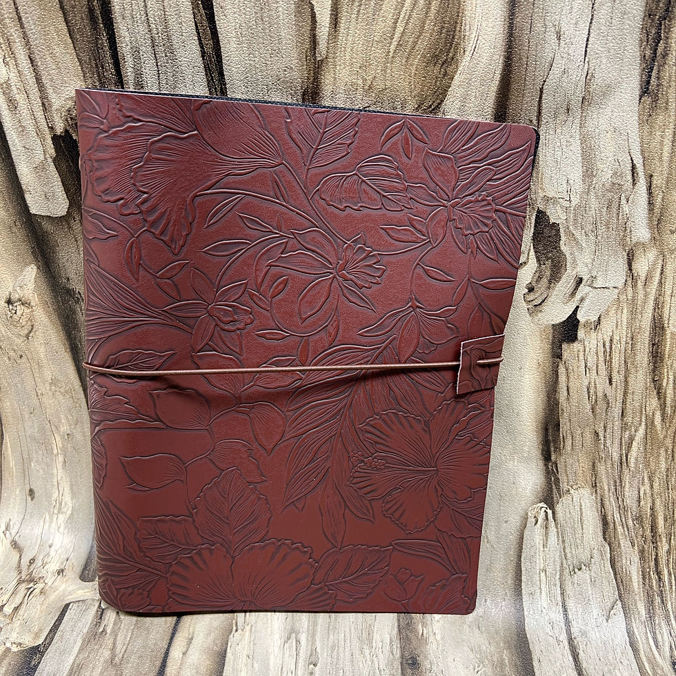 Thumbnail: A5 ringband 6rings cover - Faux leather Hybiscus