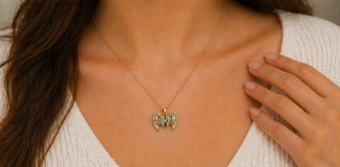 "Forever In My Heart" Engraved Angel Necklace