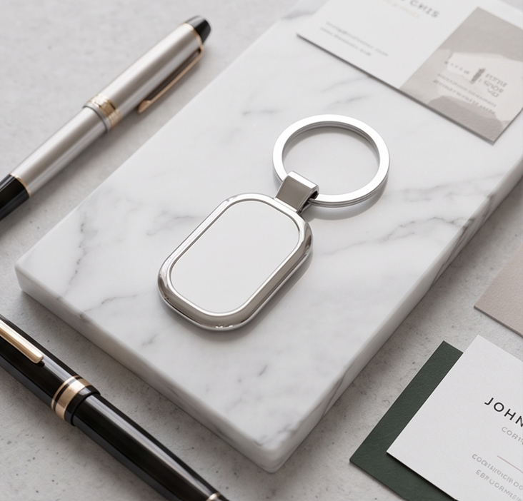 Custom Engraved Oval Stainless Steel Keychain