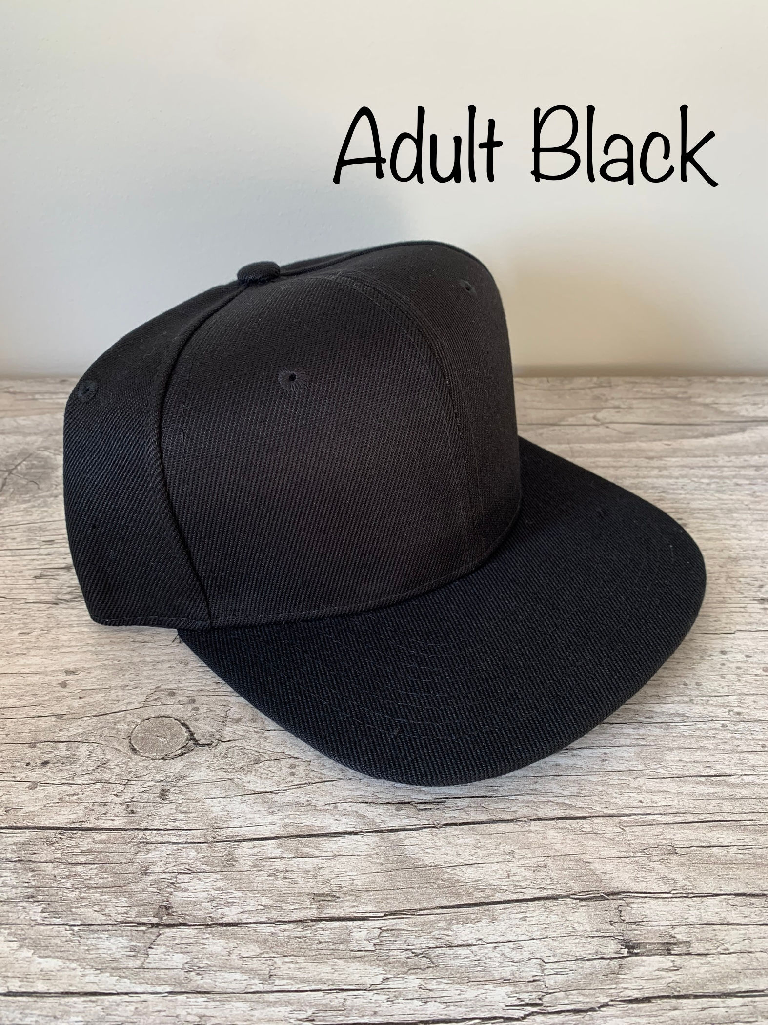 Adult Black Flat Brim Hat