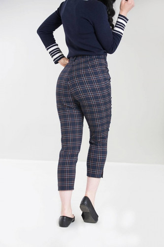 Hell Bunny Peebles Navy Cigarette Trousers