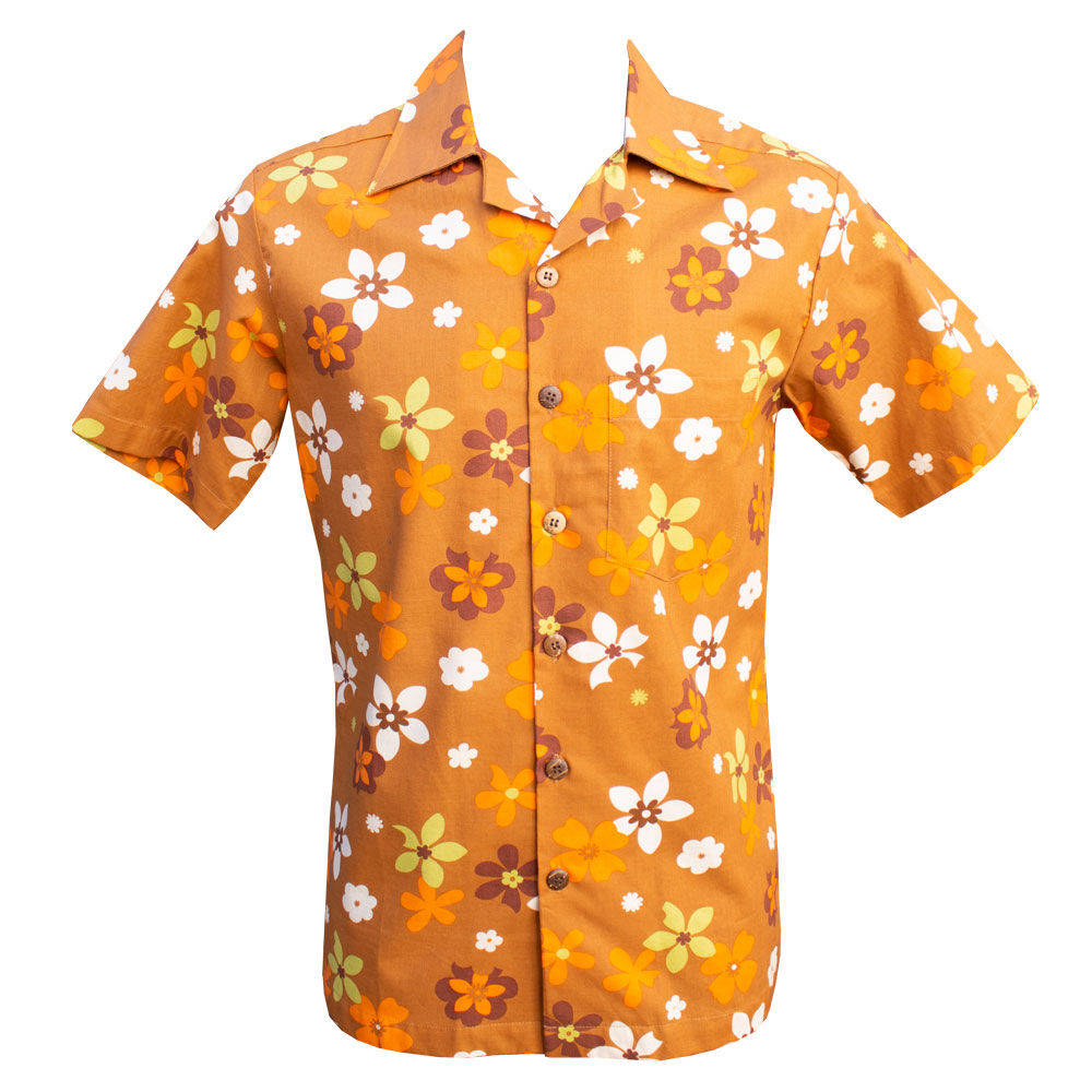 Chenaski Fridge Flowers Brown Short Sleeved Shirt